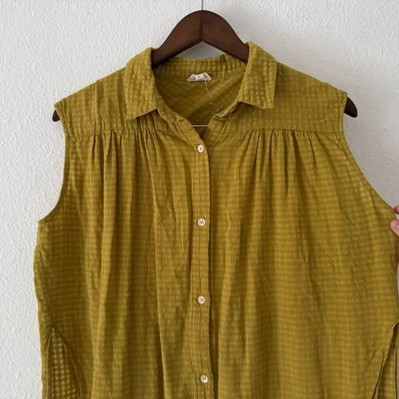 Anthropologie Checkered Tunic Hem Thread Medium Cottagecore Coastal Cowgirl Boho - Picture 3 of 14